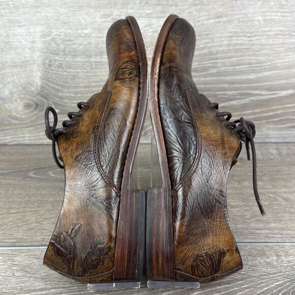 Patricia Nash Silvio Women’s Sz 7 Brown Leather Bark Leaves Print Oxford Shoes - Picture 10 of 12